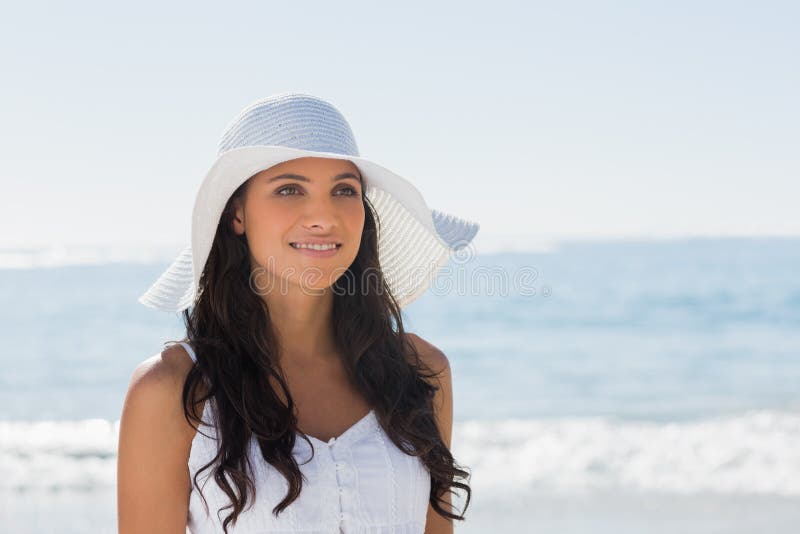 Closeup Portrait of Elegant Woman in Straw Hat Stock Photo - Image of ...