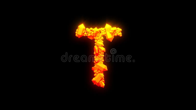 Nice burning stones letter T - burning hot orange - red character, isolated - object 3D rendering. Nice burning stones letter T - burning hot orange - red character, isolated - object 3D rendering