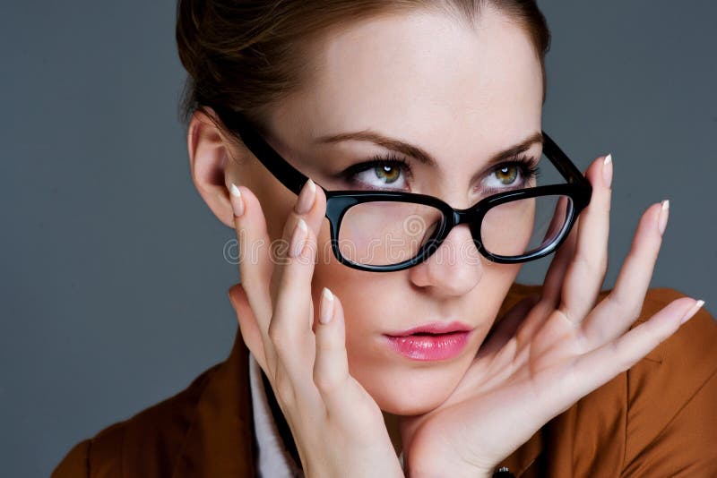 Beautiful business woman with glasses