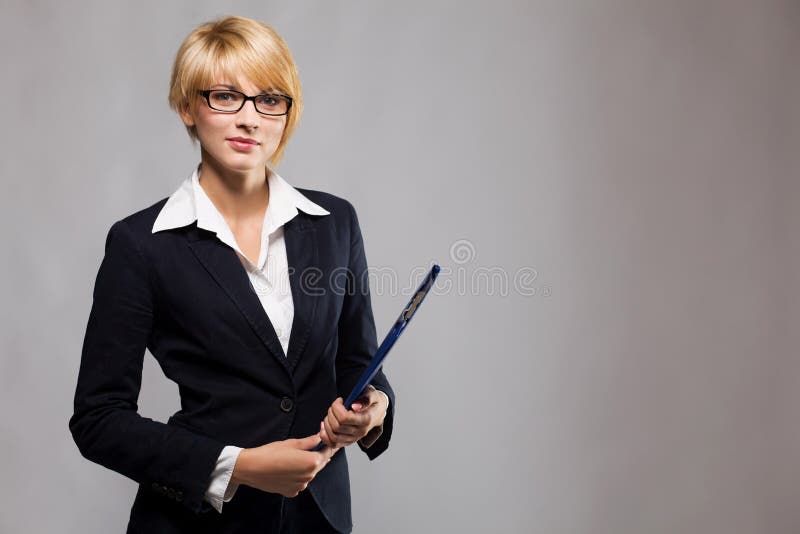 Business Woman with a Whip in Her Hands. Stock Image - Image of