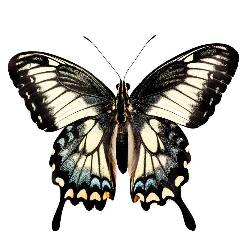 Beautiful Butterfly Isolated.Papilio Chikae.black and White Butterfly