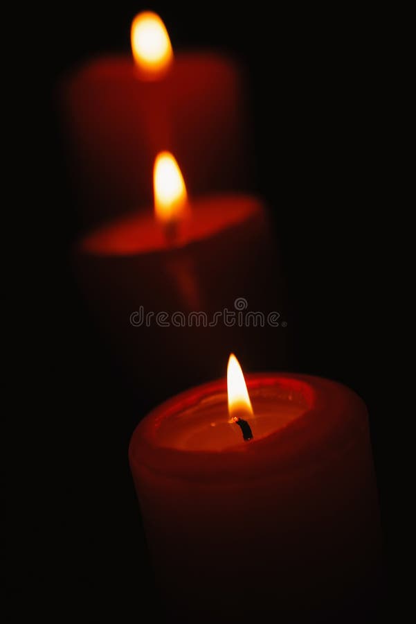 Beautiful Candles Burning on a Black Backgrounds Stock Image Image of