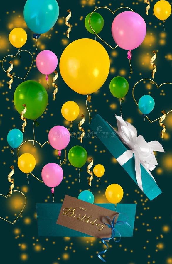 Beautiful Card Happy Birthday with Balloons Stock Image - Image of gift ...