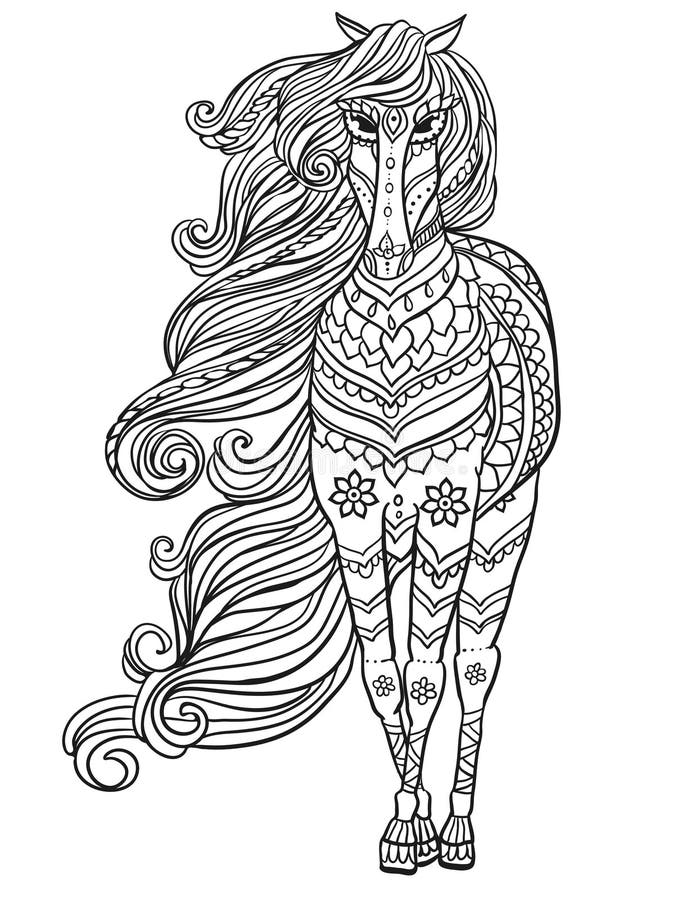 Coloring page with horse stock vector. Illustration of horse - 72328183