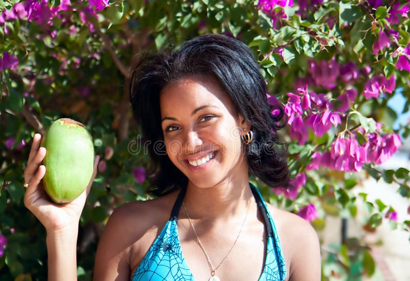 Beautiful caribbean brunette posing