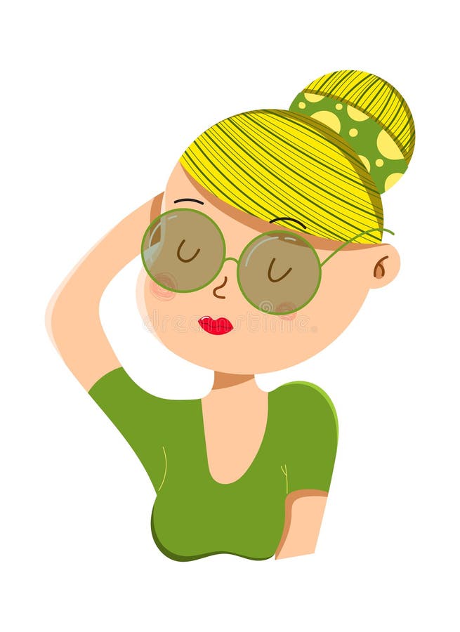 Beautiful cartoon blonde girl in green t-shirt, vector illustration royalty free illustration Beautiful cartoon blonde girl in green t-shirt, vector illustration royalty free illustration