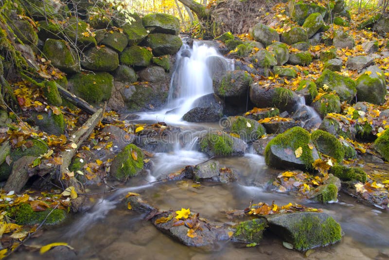 Beautiful Cascade Waterfall In Autumn Forest Stock Image Image Of