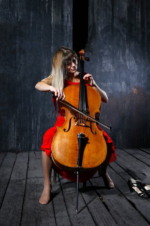 Beautiful cello musician