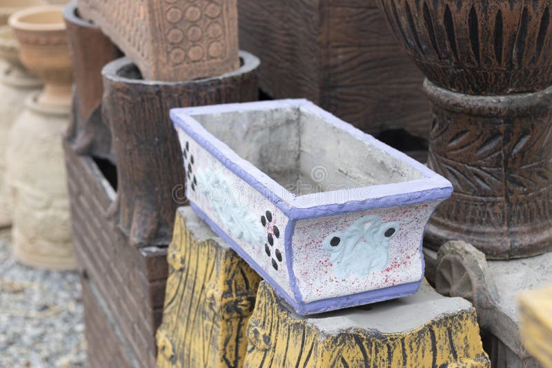 Beautiful Cement Pot for Plants Stock Photo Image of planter