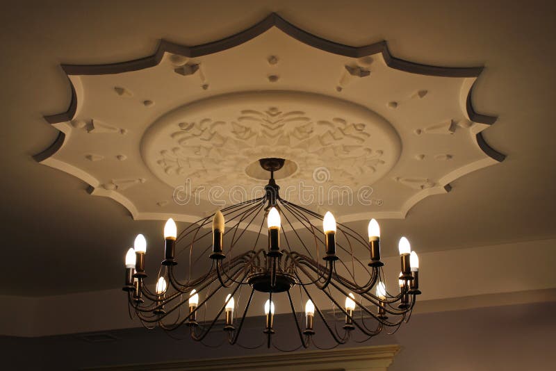 Beautiful Chandelier with Romantic Candles Stock Image Image of