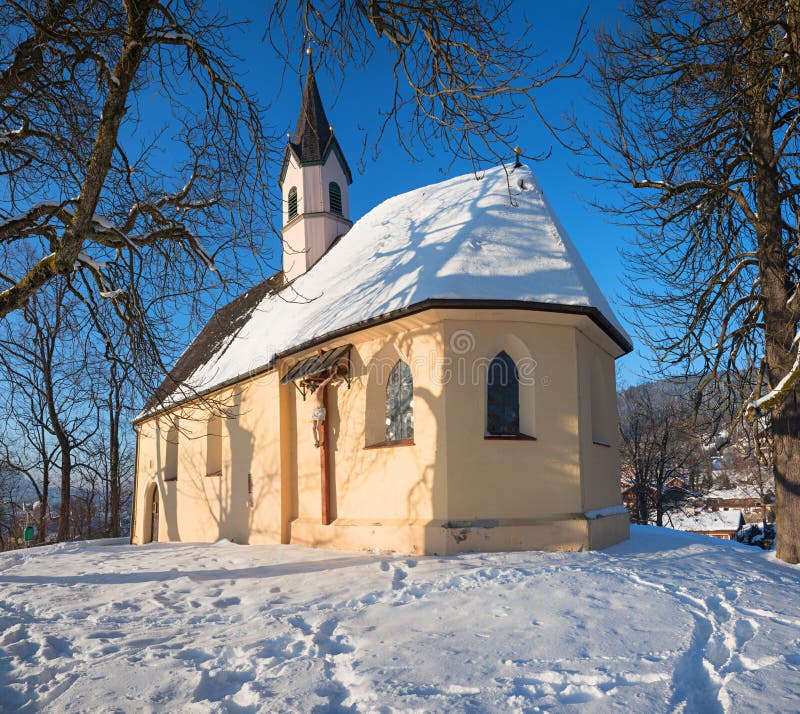 Beautiful chapel St Georg, at Weinberg hill schliersee, winter landscape bavaria. Beautiful historic chapel St Georg, at Weinberg hill schliersee, sunny winter stock photography Beautiful chapel St Georg, at Weinberg hill schliersee, winter landscape bavaria. Beautiful historic chapel St Georg, at Weinberg hill schliersee, sunny winter stock photography