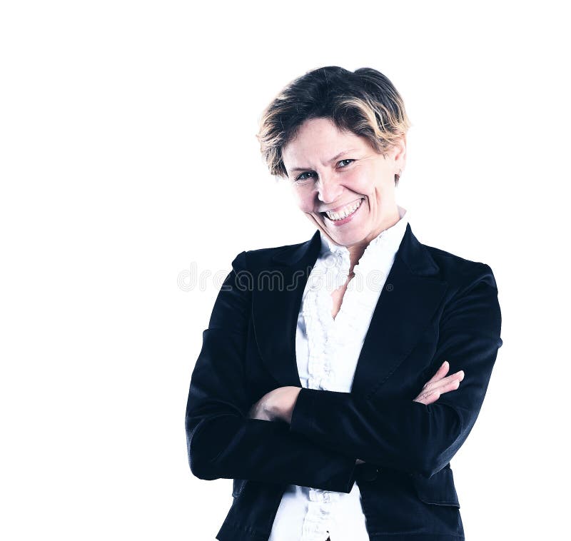 Beautiful and charming business woman on a white background royalty free stock photos Beautiful and charming business woman on a white background royalty free stock photos