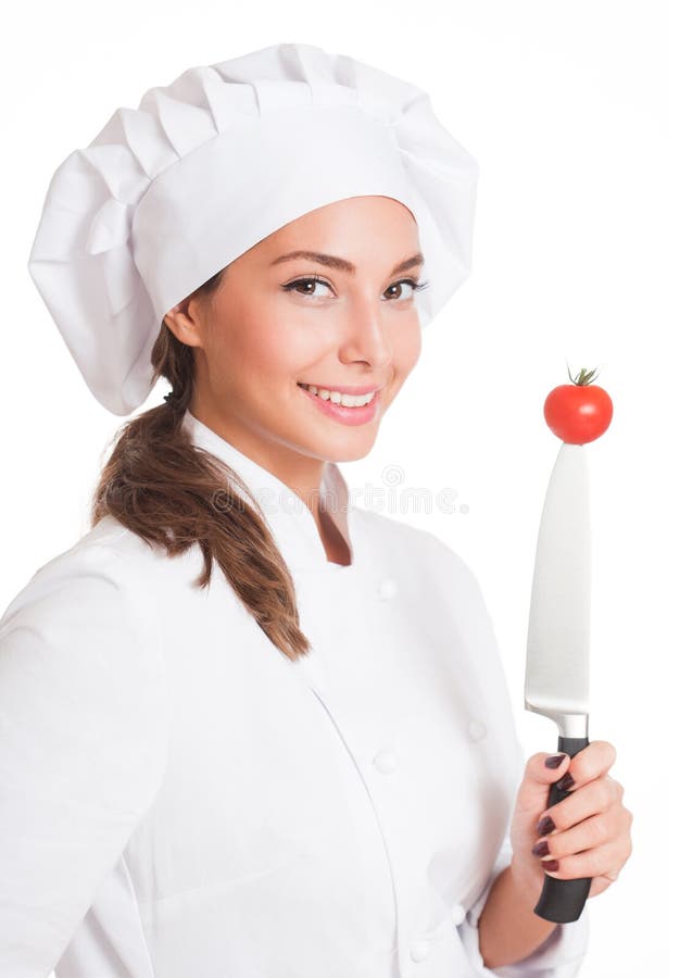The beautiful chef. stock image. Image of female, gorgeous - 78582793