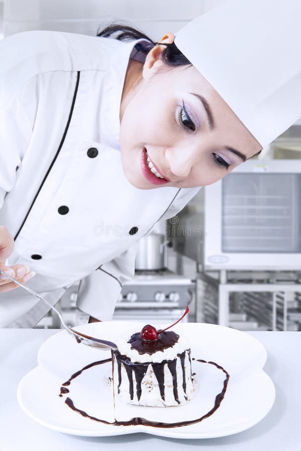 Chef preparing dessert stock image. Image of head, beautiful 29878277
