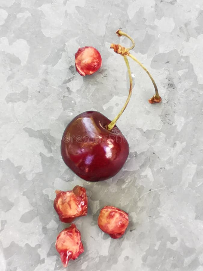 Beautiful Cherry on the Table and on the Saucer. Cherries and Cherry