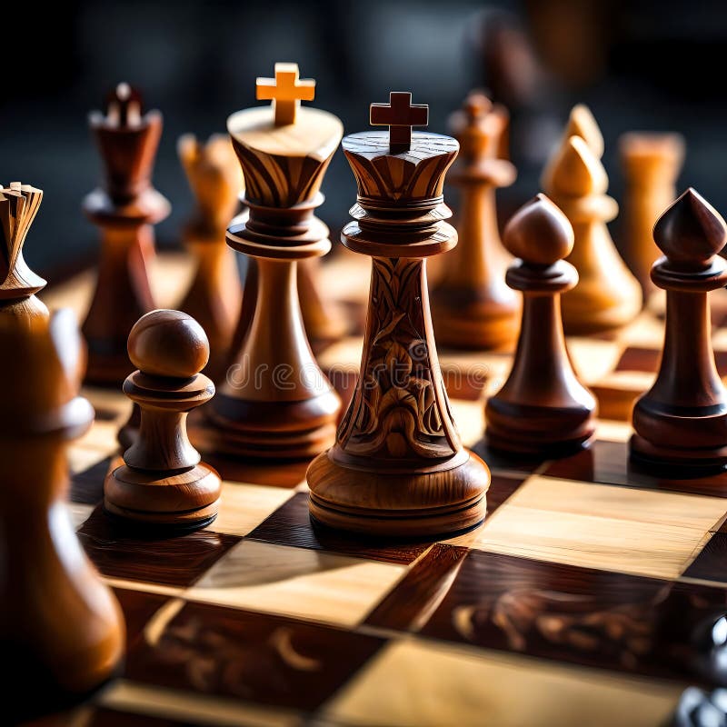 Beautiful detailed chess pieces on a chess board - ai generated image