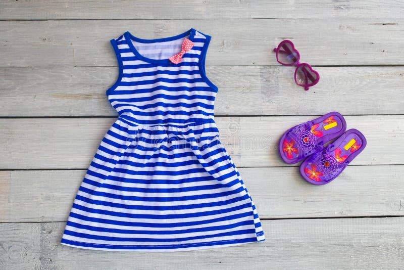 Beautiful Children S Dress for the Girl, in Sea Style on a Stock Image ...