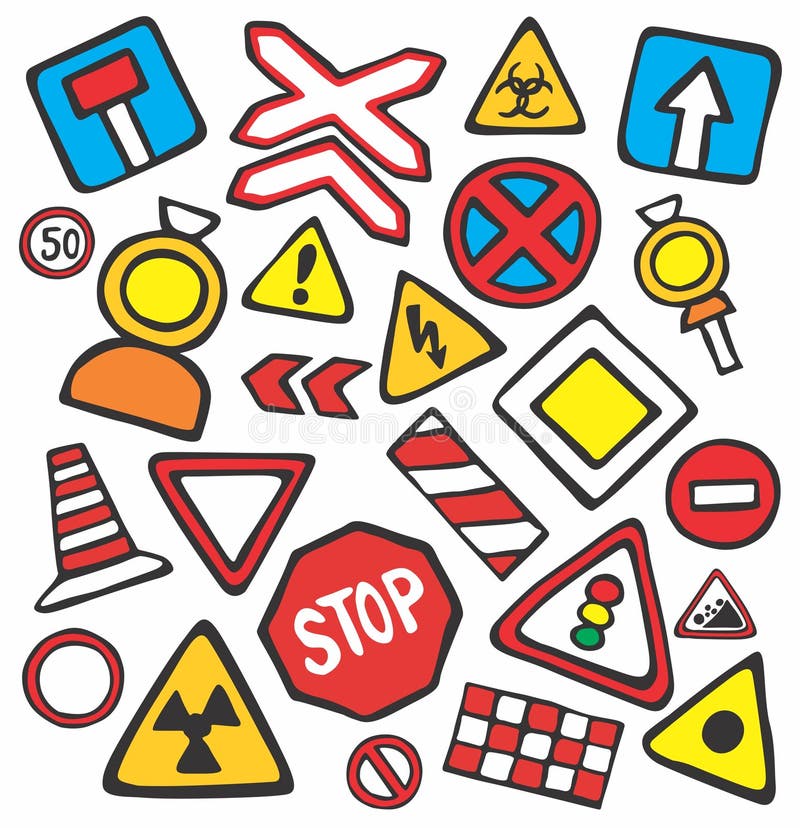 Beautiful children's illustration road signs vector illustration