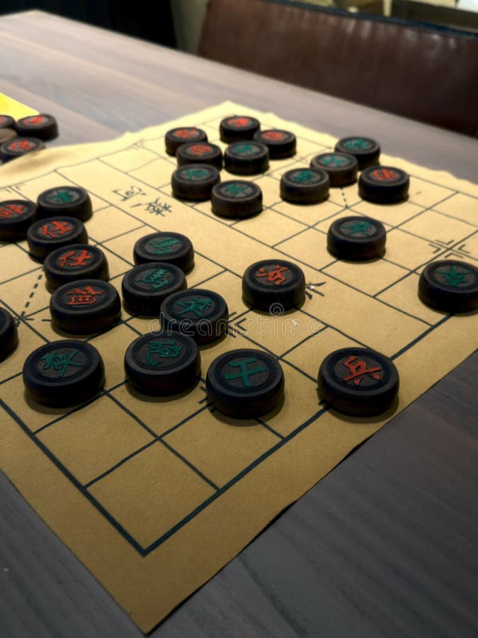 A beautiful Chinese chess board and pieces stock images