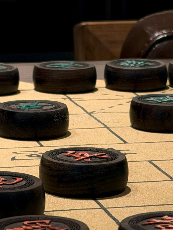 A beautiful Chinese chess board and pieces stock images
