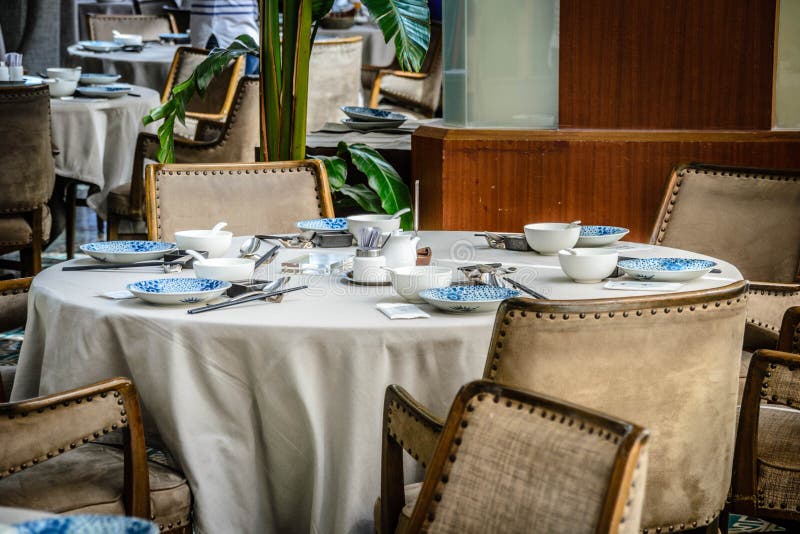 Beautiful Chinese Restaurant with Table Setting and China Porcelain