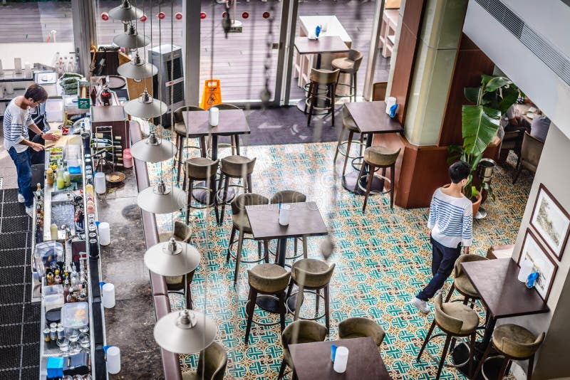 A beautiful chinese restaurant with beautiful table setting and and china porcelain stock images