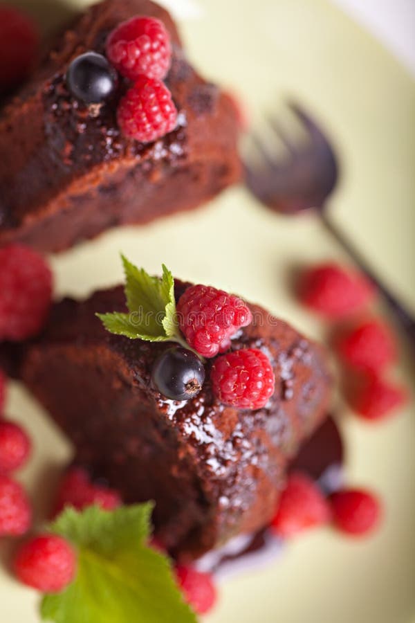 Beautiful chocolate cake with fresh berry