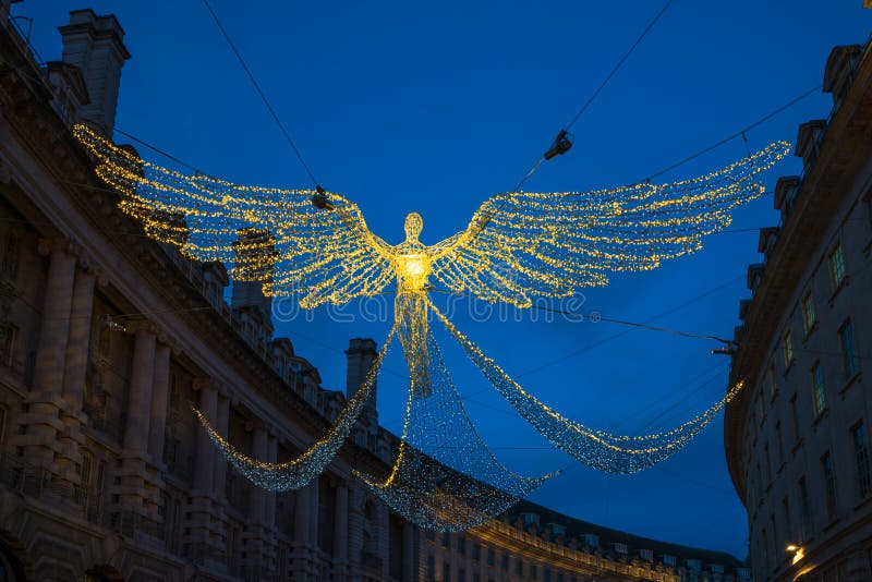 Christmas decorations on Regent Street in Central London, UK