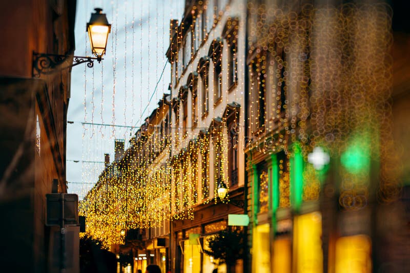 Beautiful Christmas lights illuminations decoration on a French