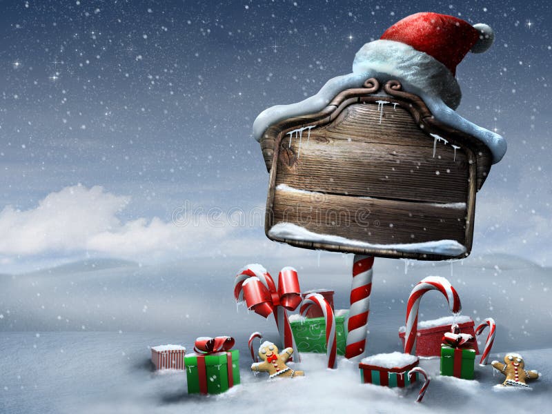 Beautiful Christmas sign outdoors day scene stock illustration