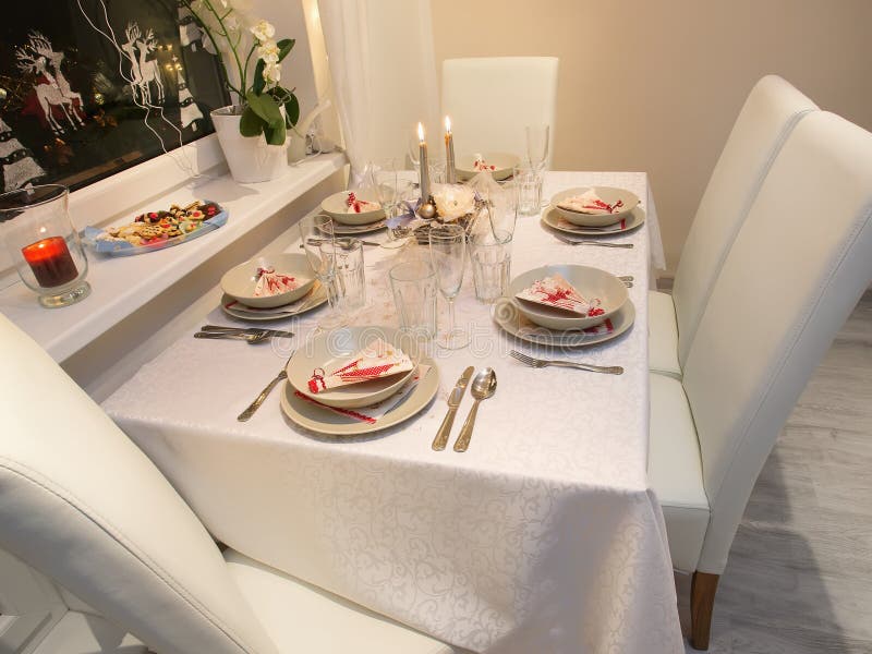 Beautiful Christmas table setting stock photos Beautiful Christmas table setting stock photos