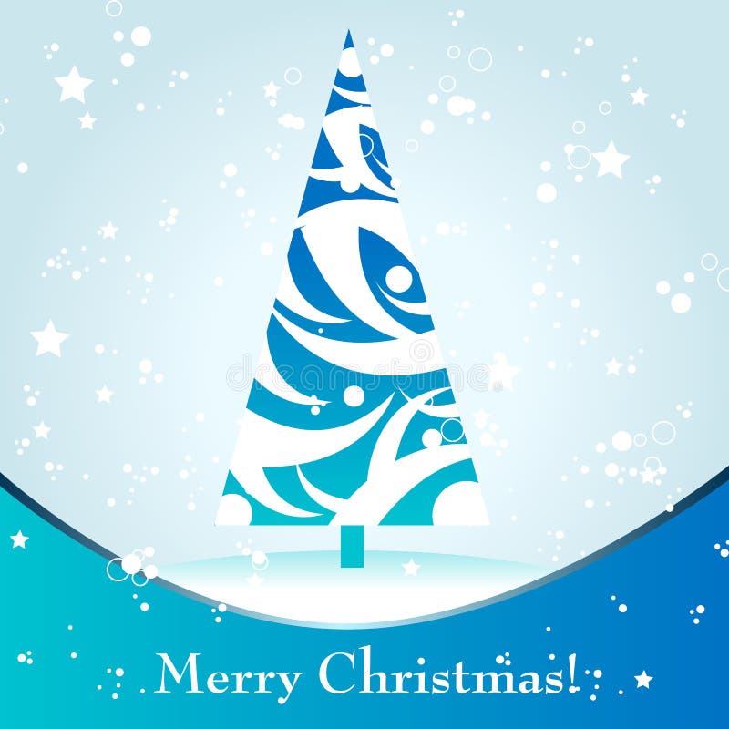 Beautiful Christmas tree greeting card stock illustration