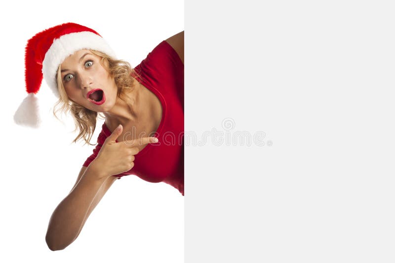 Beautiful christmas woman in santa hat