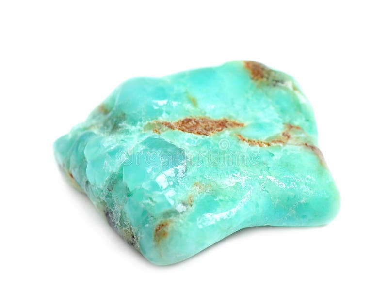 Beautiful chrysoprase gemstone on white background