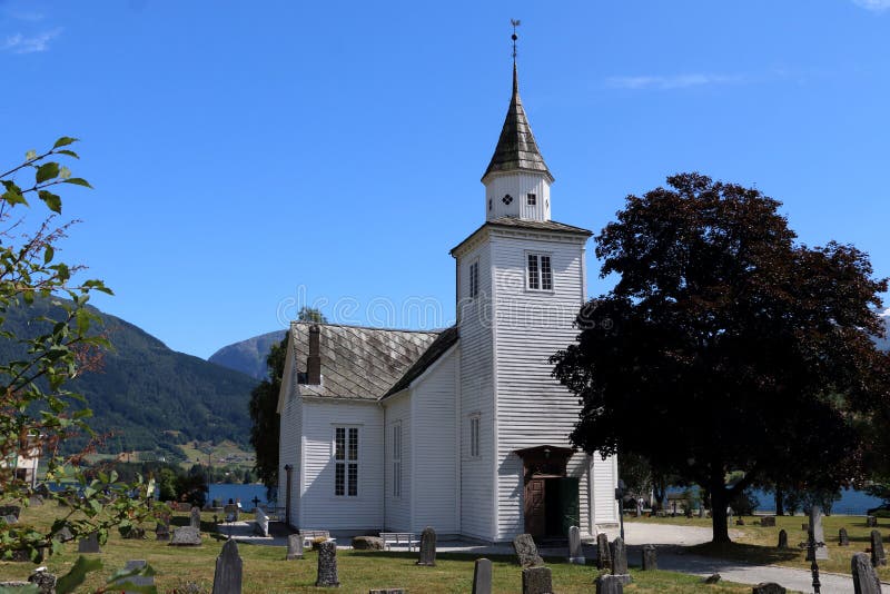 Beautiful church in Ulvik Norway royalty free stock photos Beautiful church in Ulvik Norway royalty free stock photos