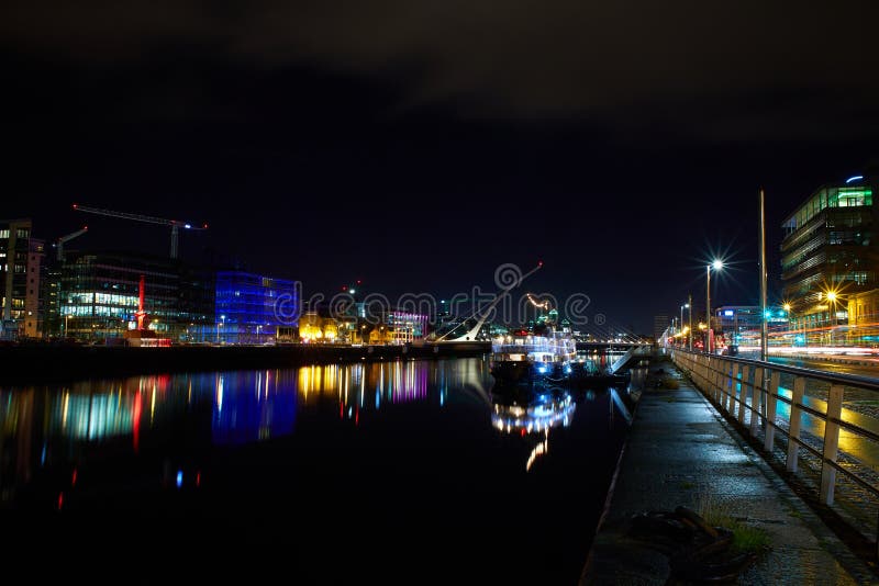 Beautiful City in the Night. Dublin, Ireland Editorial Stock Photo Image of europe, cable