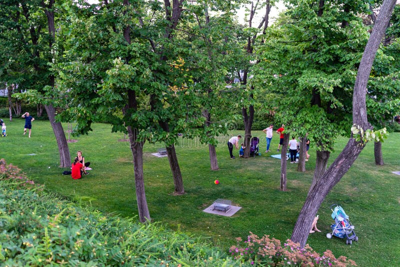 Beautiful City Park and People Having Fun in Bucharest, Romania, 2023