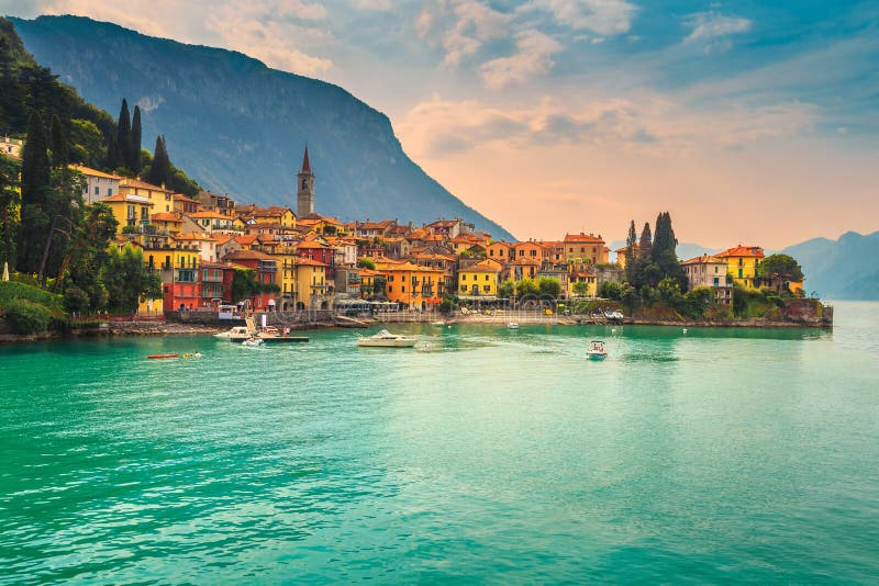 Beautiful cityscape with colorful houses, Varenna, Lake Como, Italy, Europe