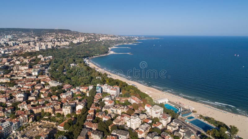 Beautiful cityscape over Varna city, Bulgaria. Panoramic aerial view royalty free stock photos Beautiful cityscape over Varna city, Bulgaria. Panoramic aerial view royalty free stock photos