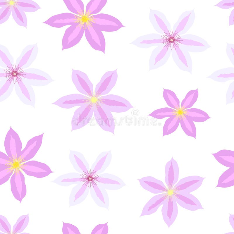 Beautiful clematis flower seamless pattern background. Vector Illustration vector illustration