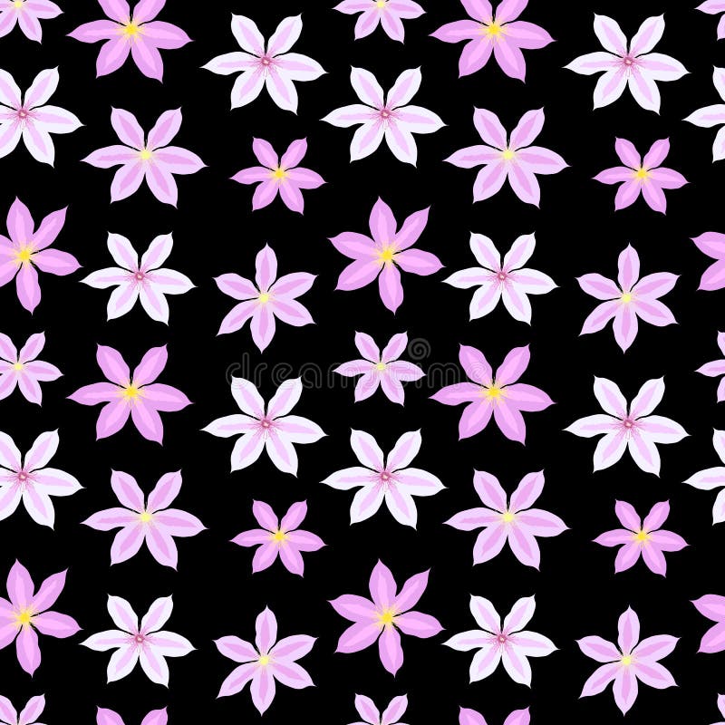 Beautiful clematis flower seamless pattern background. Vector Illustration vector illustration
