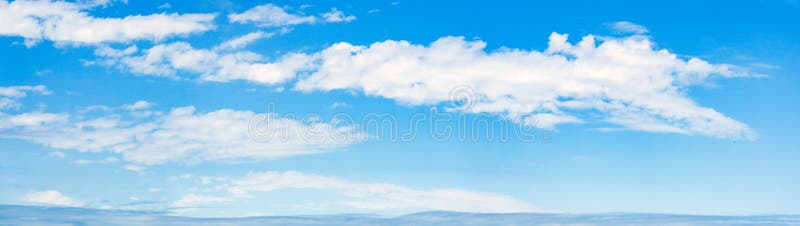 Beautiful Clouds on a Blue Sky, Wide Panorama Stock Photo - Image