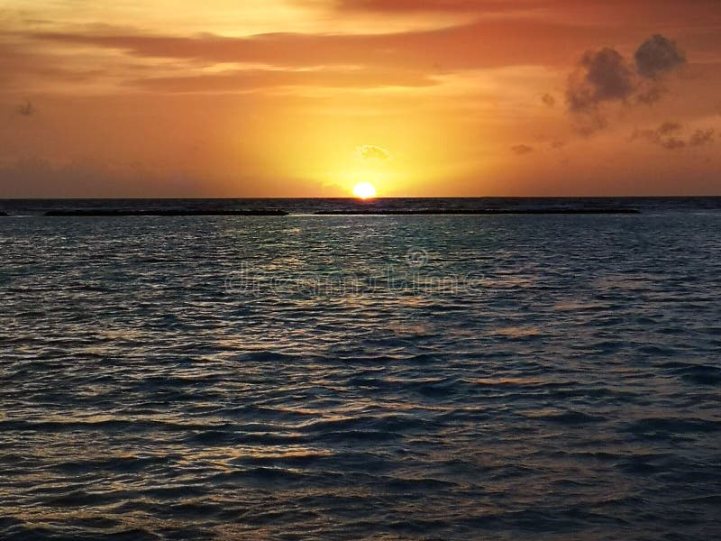 Colorful Ocean Beach Sunset .Tropical Maldives Beach. Stock Photo ...