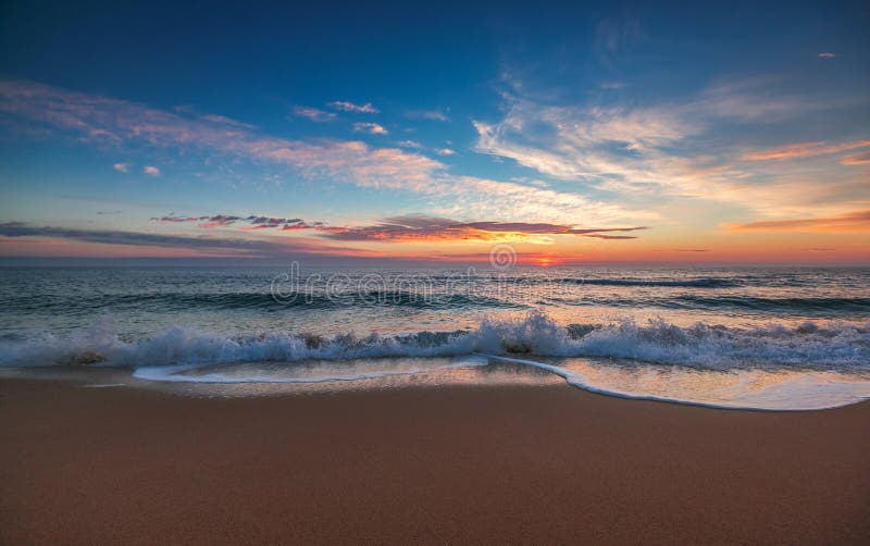 Beautiful cloudscape over the sea, sunrise shot stock image
