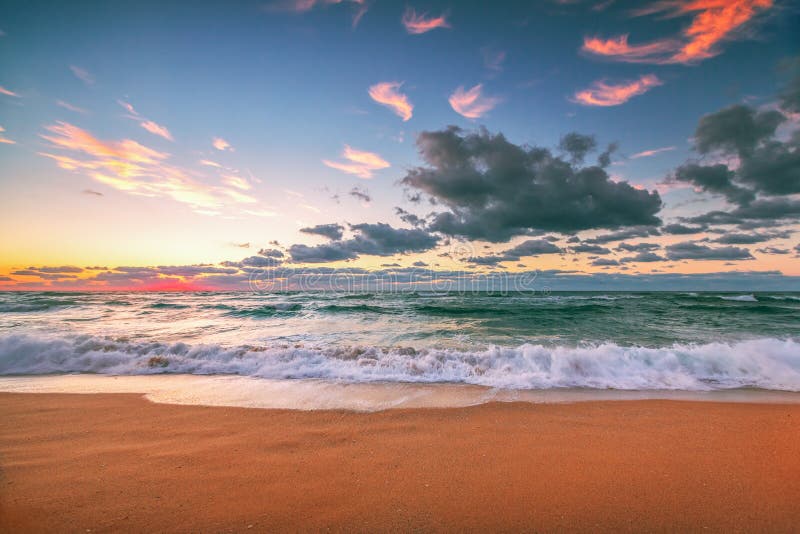Beautiful cloudscape over the sea, sunset shot royalty free stock image
