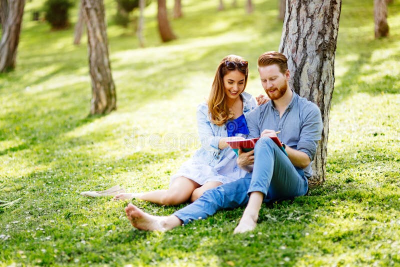 Beautiful College Students Flirting Stock Image - Image of couple ...