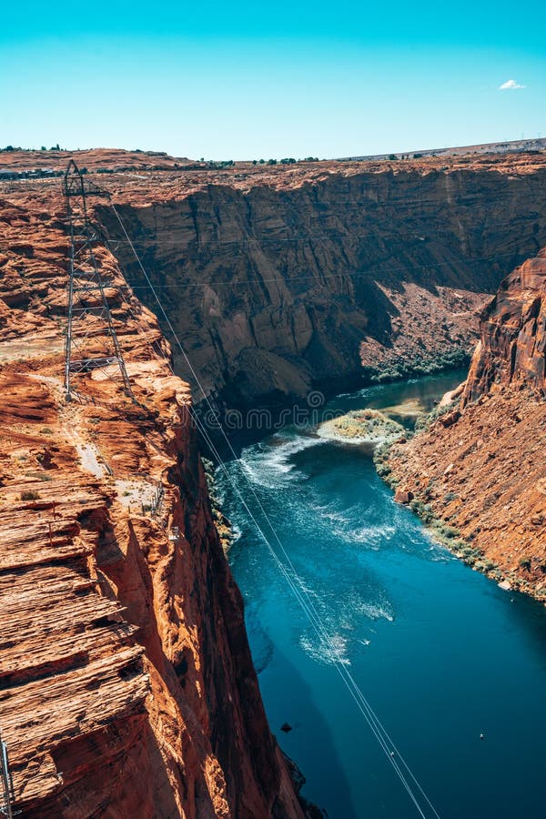 Beautiful Colorado River From Glen Canyon Dam In Grand Canyon Stock