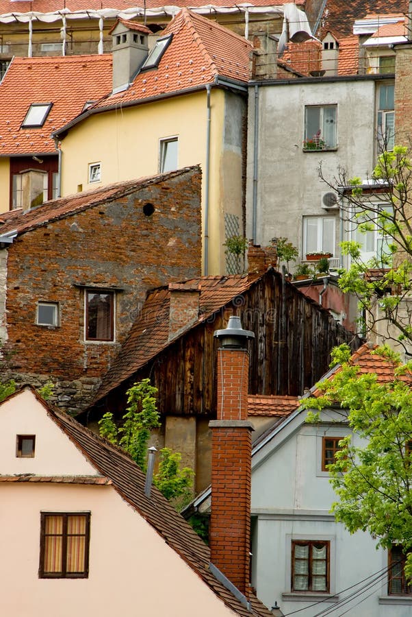 Beautiful colored houses on the hill in zagreb, cr