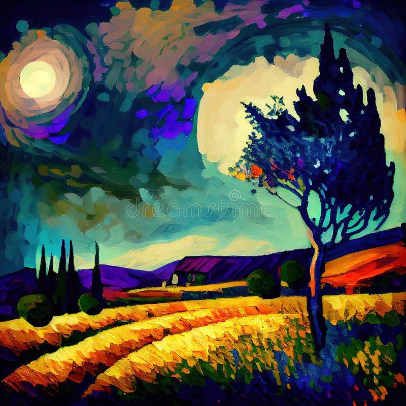 Beautiful Colorful Abstract Landscape Van Gogh Inspired - Ai Generated ...