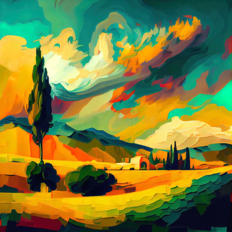 Beautiful Colorful Abstract Landscape Van Gogh Inspired - Ai Generated ...